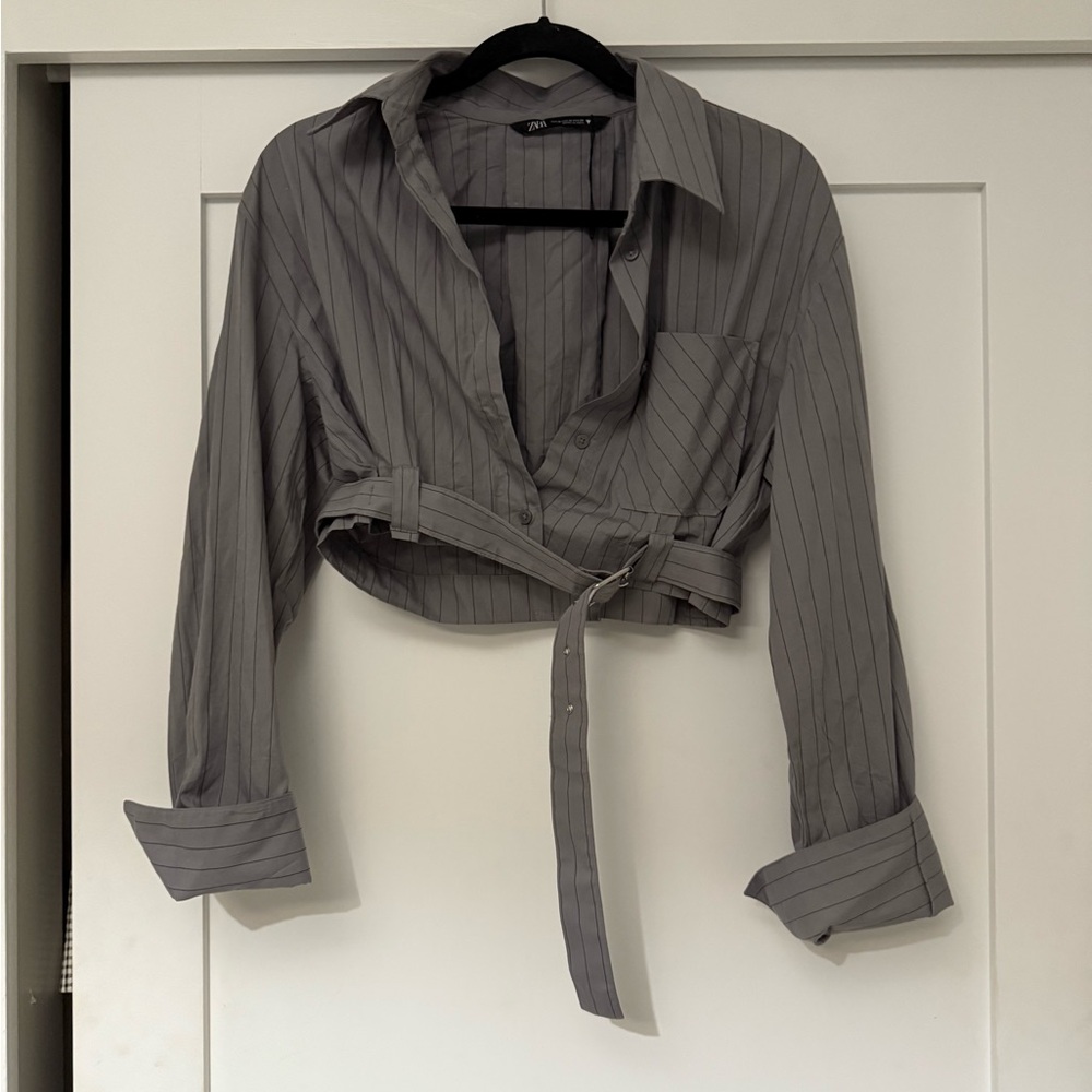 Zara Gray Button Down Shirt
